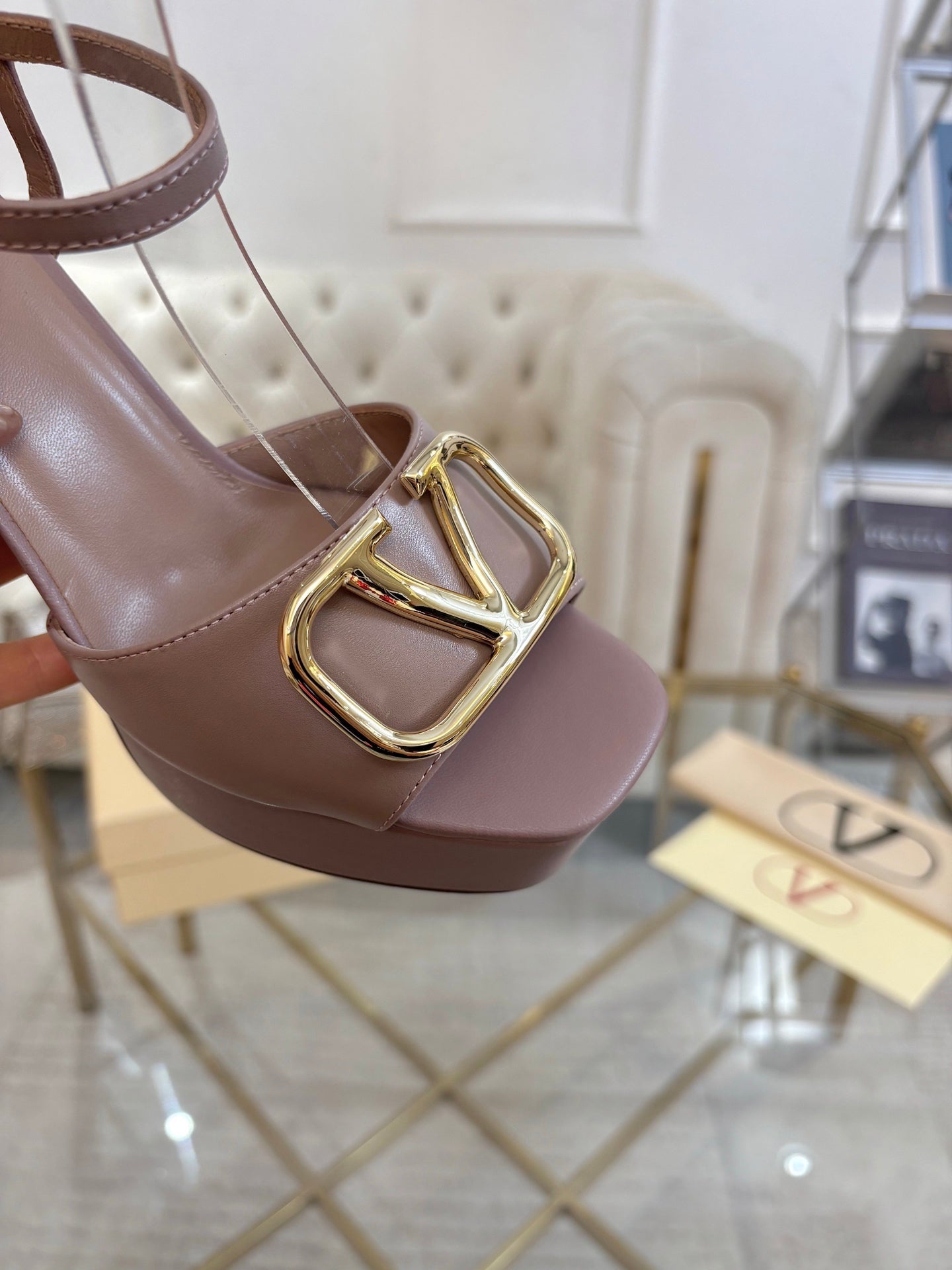 VALENTINO 26S PLATFORM SANDALS 110 MM IN NUDE PINK CALFSKIN
