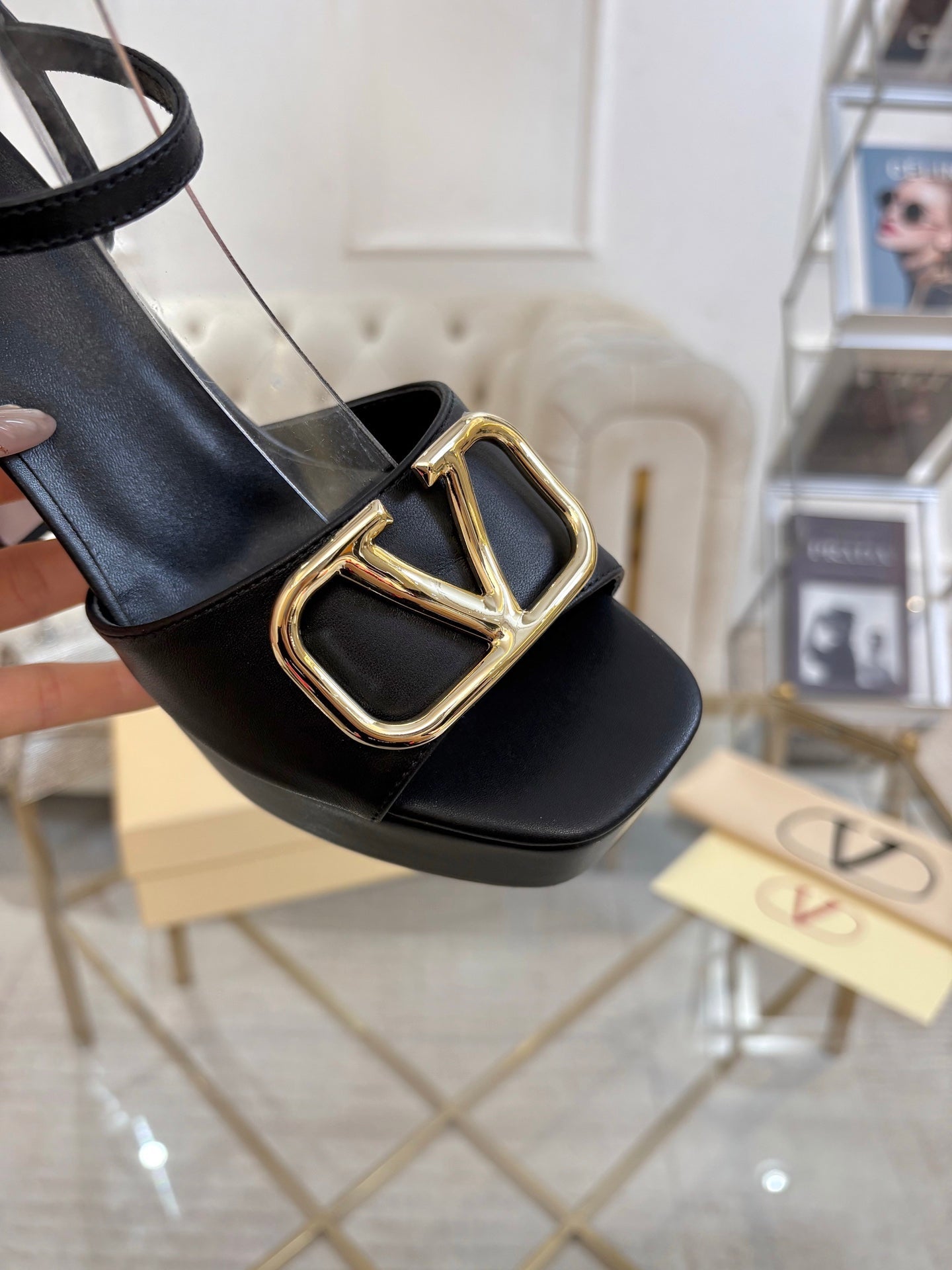 VALENTINO 26S PLATFORM SANDALS 110 MM IN BLACK CALFSKIN