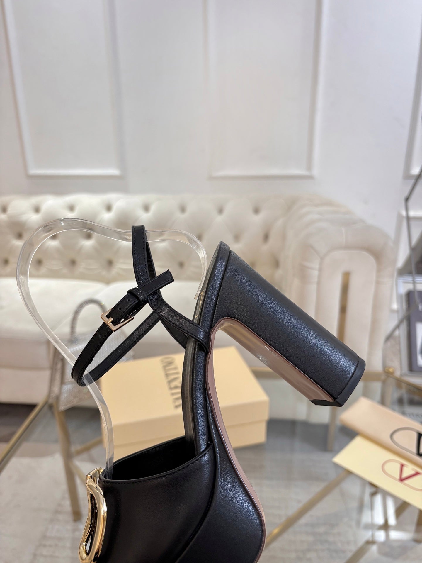 VALENTINO 26S PLATFORM SANDALS 110 MM IN BLACK CALFSKIN