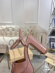 VALENTINO 26S PLATFORM SANDALS 110 MM IN NUDE GLOSSY CALFSKIN