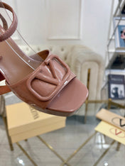 VALENTINO 26S PLATFORM SANDALS 110 MM IN NUDE GLOSSY CALFSKIN