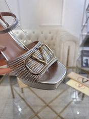 VALENTINO 26S PLATFORM SANDALS 110 MM IN SILVER CALFSKIN STYLE 2