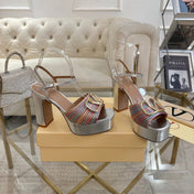 VALENTINO 26S PLATFORM SANDALS 110 MM IN SILVER CALFSKIN WITH GOLD HARDWARE
