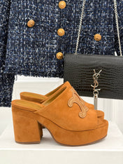 ELENA MULE IN PEANUT BROWN VELVET