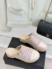 CC MULES 25SS 30 MM IN PASTEL PINK LAMBSKIN MIX TWEED
