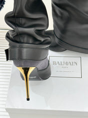 BALMAIN 25S ANTHEM BOOTS IN BLACK CALFSKIN