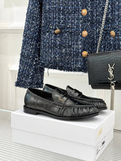 YSL 25S LOAFERS IN BLACK EMBOSSED LAMBSKIN