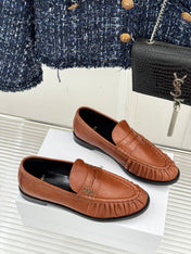 YSL 25S LOAFERS IN BURNT ORANGE BROWN LAMBSKIN