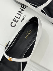 CELINE 26S MARY JANE SHOES IN WHITE LAMBSKIN