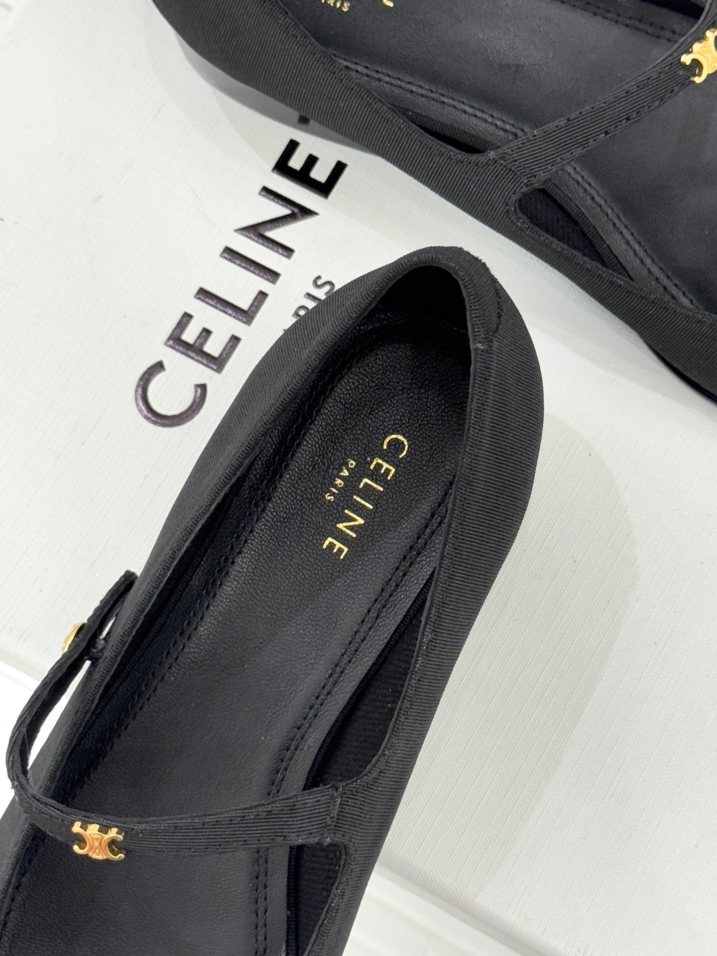 CELINE 26S MARY JANE SHOES IN BLACK FABRIC