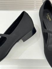 CELINE 26S MARY JANE SHOES IN BLACK FABRIC