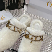 CHLOÉ 26S HIGH-HEELED MULES IN CREAM WHITE WOOL