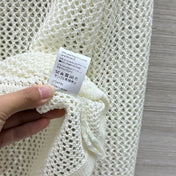 Loewe 25 Mesh Hollow Knitted Cardigan Ivory Wool