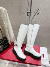 VALENTINO 25S KNEE-HIGH BOOTS IN WHITE CALFSKIN STYLE 9