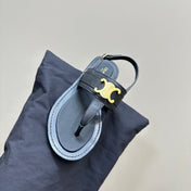 LYMPIA TRIOMPHE THONG IN CALFSKIN BLACK