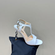 PADLOCK HIGH-HEELED SANDAL 10 CM IN WHITE CALFSKIN