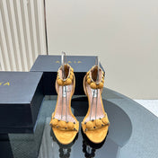 ALAIA HIGH HEEL SANDAL 10 CM IN DIJON YELLOW SUEDE