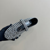 BALLET FLATS IN GLASS EYELET SUEDE GOATSKIN WHITE