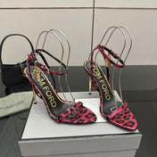 TOM FORD 26S HEELED SANDALS 100 MM IN LEOPARD PRINT CALFSKIN STYLE 5