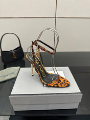 TOM FORD 26S HEELED SANDALS 100 MM IN LEOPARD PRINT CALFSKIN STYLE 4