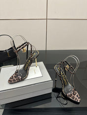 TOM FORD 26S HEELED SANDALS 100 MM IN LEOPARD PRINT CALFSKIN STYLE 1