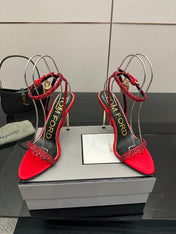 TOM FORD 26S HEELED SANDALS 100 MM IN RED CALFSKIN