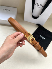 CELINE 25S BELT TRIOMPHE TAURILLON 25MM IN CARAMEL CALFSKIN 557498