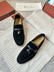 LP LOAFERS 25S IN BLACK SUEDE MIX LAMBSKIN