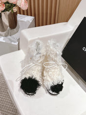 SHORT BOOTS IN WHITE LAMB FUR AND LAMBSKIN 962186