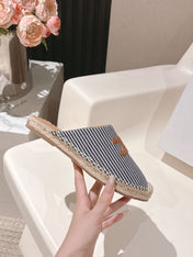 CELINE 25S LES ESPADRILLES MULE IN BLUE STRIPES CANVAS