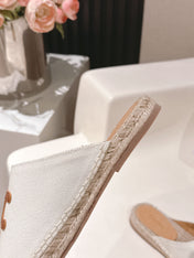 CELINE 25S LES ESPADRILLES MULE IN WHITE CANVAS