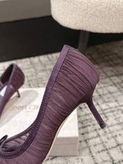 JIMMY CHOO 26S POINTED-TOE HIGH HEELS 65 MM IN DEEP PURPLE FABRIC