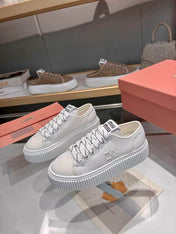 MIUMIU 26S SNEAKER 45MM IN WHITE MESH FABRIC
