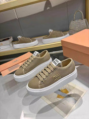 MIUMIU 26S SNEAKER 45MM IN OLIVE GREEN MESH FABRIC