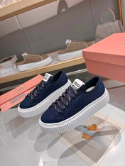 MIUMIU 26S SNEAKER 45MM IN NAVY BLUE MESH FABRIC
