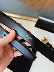 CELINE 26S BELT 25 MM IN BLACK CALFSKIN 631343