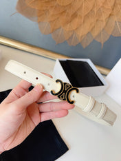 CELINE 26S BELT 25 MM IN CREAM WHITE CALFSKIN 631344