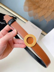 CELINE 26S BELT 25 MM IN BLACK AND BROWN CALFSKIN 636394