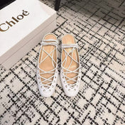 CHLOÉ 26S LACE-UP HEELS 60 MM IN WHITE CALFSKIN