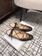 CHLOÉ 26S LACE-UP HEELS 60 MM IN BLACK CALFSKIN