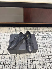 MIUMIU 26S LACE UP BOW LOAFERS IN BLACK CALFSKIN
