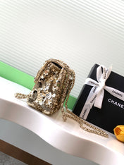 CHANEL 26S CLASSIC FLAP BAG 21 IN LIGHT GOLD SEQUINS
