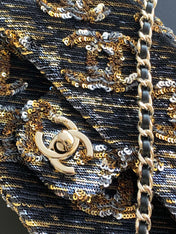 CHANEL 26S CLASSIC FLAP BAG 21 IN BROWN AND BLACK SEQUINS