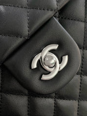 CHANEL CAMBON LARGE FLAP 25S 33 CM IN BLACK CALFSKIN WITH LOGO