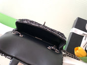 CHANEL 26S CLASSIC FLAP BAG 20 IN BLACK MIX WHITE SEQUINS STYLE 6