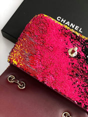 CHANEL 26S CLASSIC FLAP BAG 21 IN MULTICOLOR PINK SEQUINS