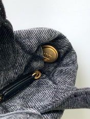 CHANEL 25S MAXI BOW BAG 26 IN DARK GREY DENIM WITH GOLD HARDWARE