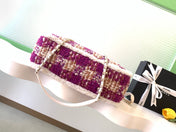 CHANEL 25S SHOPPING BAG 34 IN DARK PINK MIX WHITE TWEED