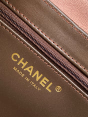CHANEL 25S MINI KELLY BAG 19 IN BROWN METALLIC LAMBSKIN WITH GOLD HARDWARE