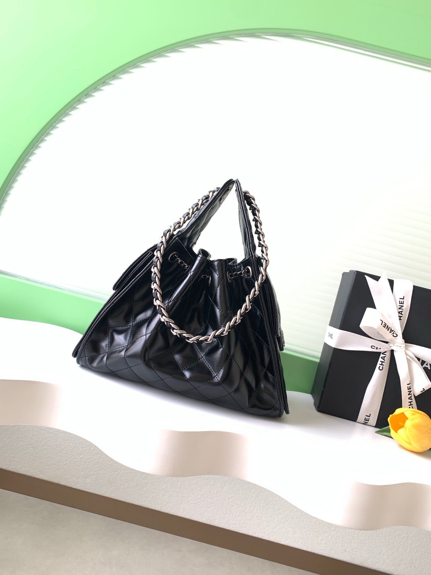 CHANEL 26S HOBO BAG 30 IN BLACK CALFSKIN